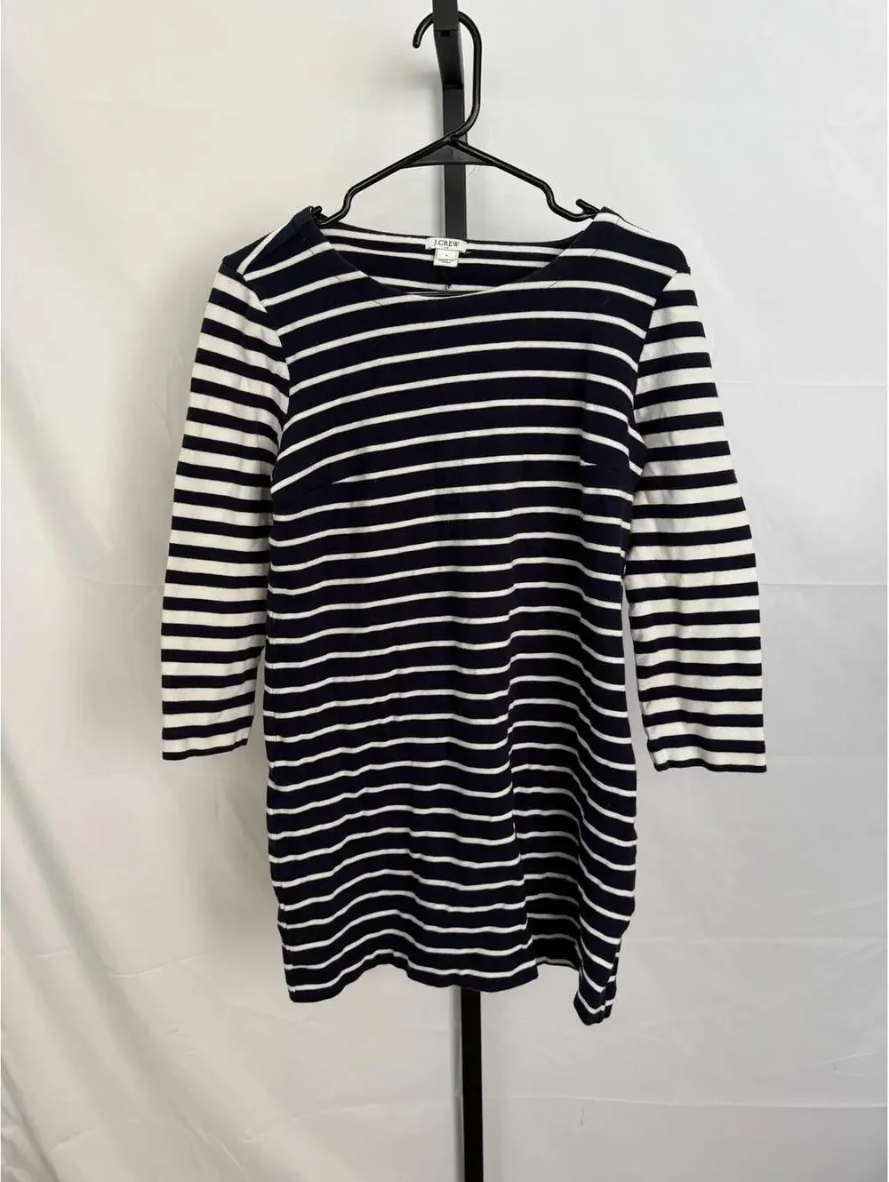 J.Crew Women's Navy and White Striped Long Sleeve Top Size Small